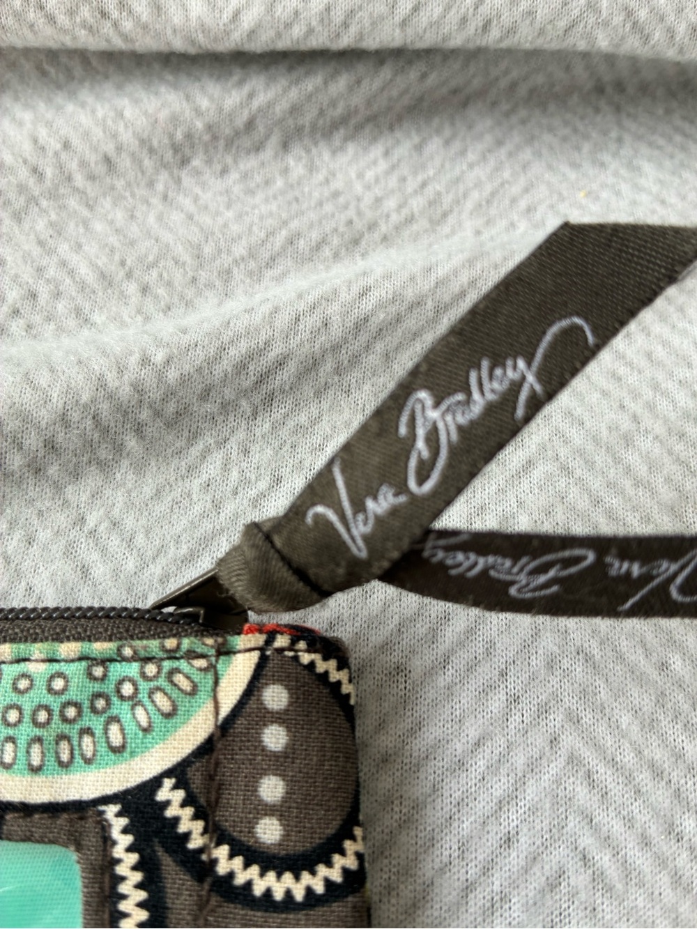 Vera Bradley Mint Floral Quilted Wristlet with Brown Trim - Picture 3 of 4
